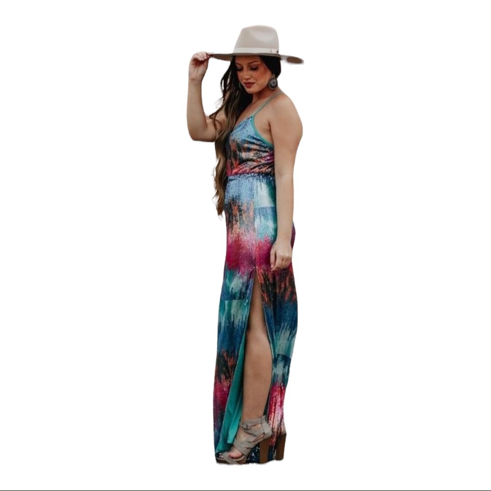 Ombré blue full sequin dress